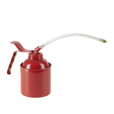 Масленка 250 мл, сталь, красная, гибкая трубка